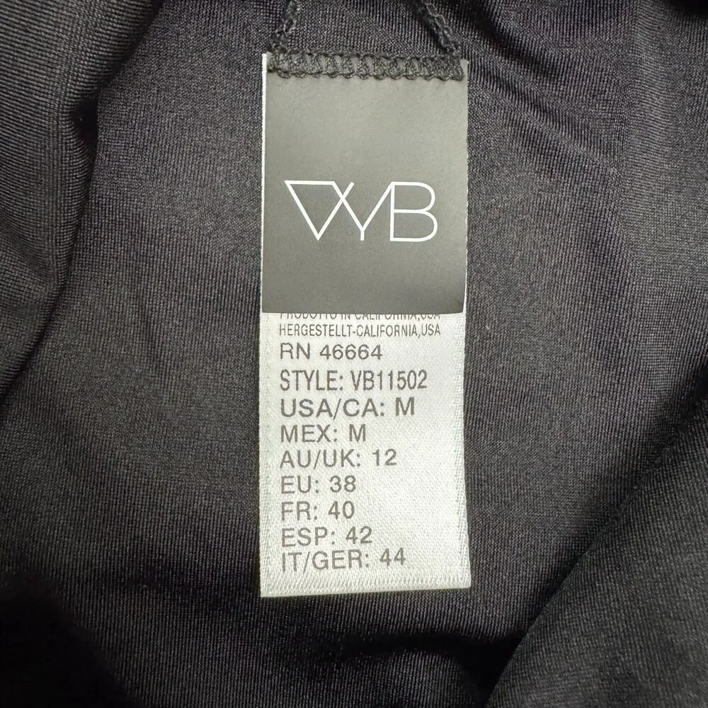 VYB Cami Straight Neck High Cut Open Back One Piece Swimsuit Women Medium Black